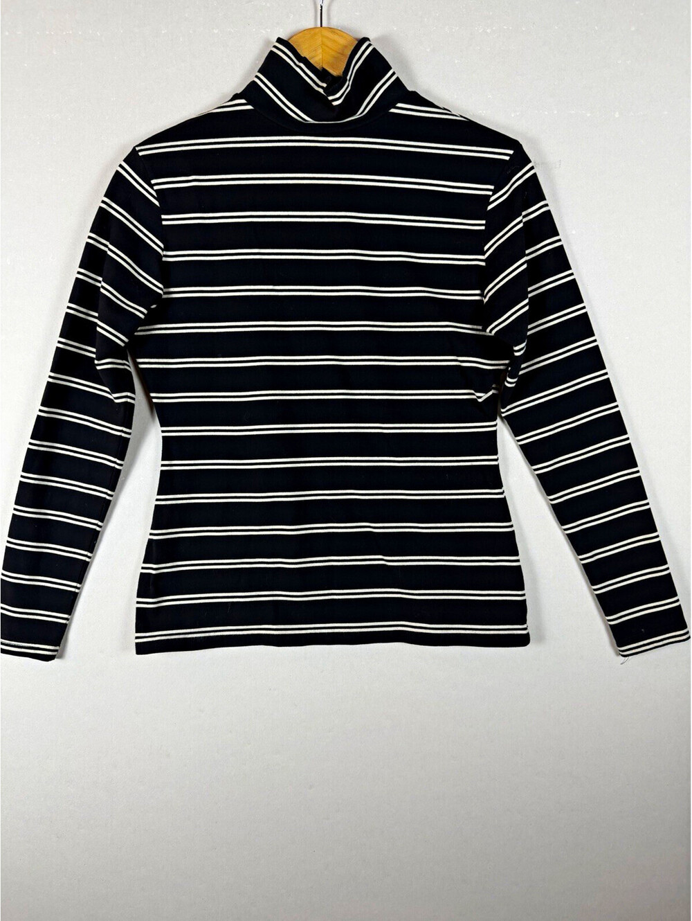 Express Black White Striped Knit Turtleneck Long Sleeve Pullover Top M